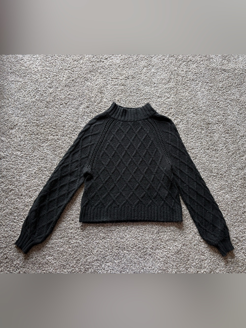 American Eagle Outfitters Black Diamond Cable Turtleneck Sweater